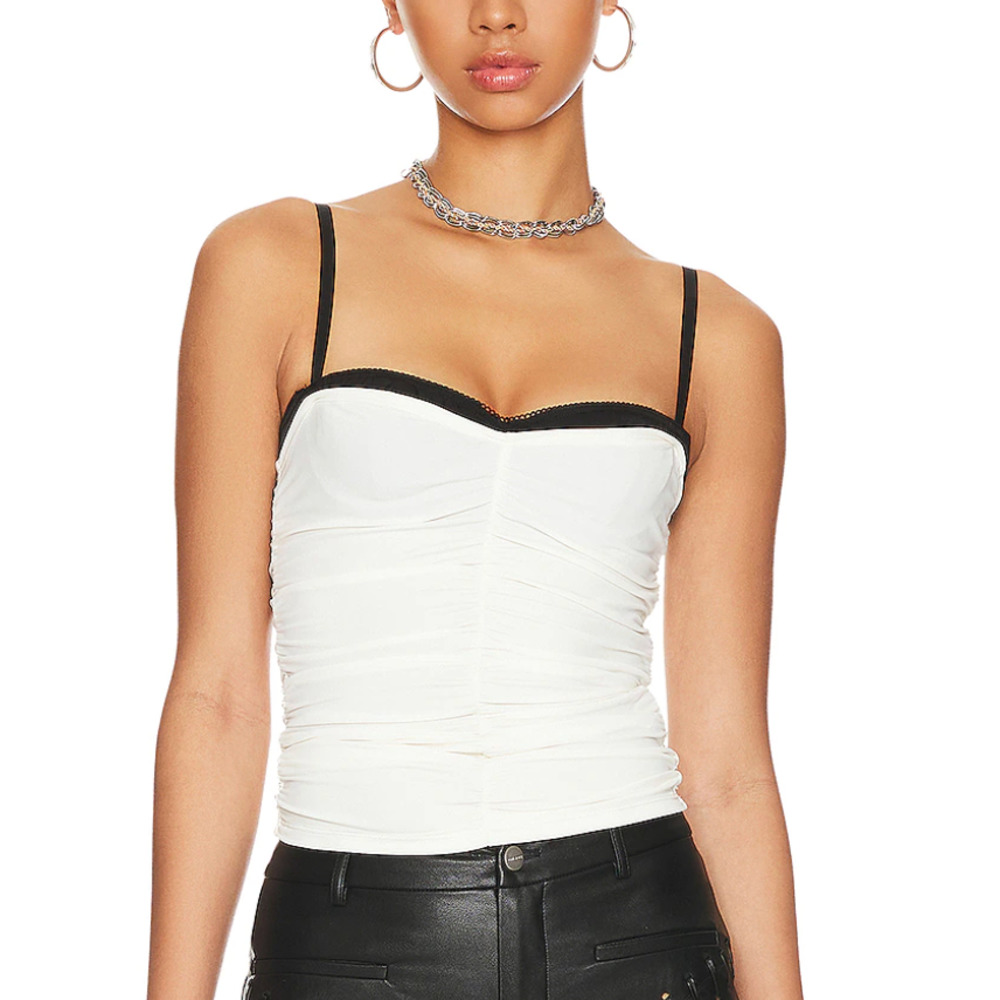 Miaou Renzo Tube Top Creme Cami Top SMALL Ruched Coquette Designer Peekaboo Bra